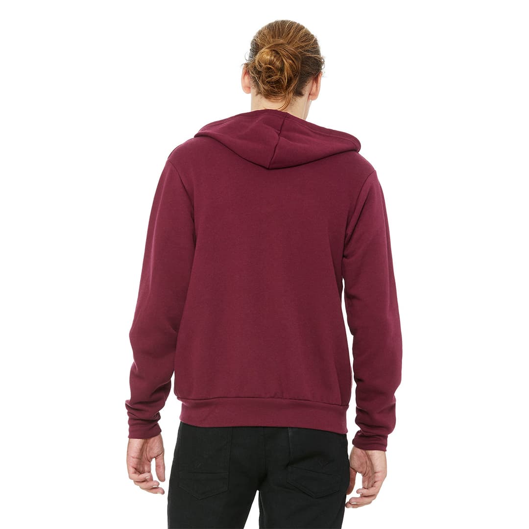 Fleece Contrast Zip-Up Hoodie with Pocket-Unisex product photo